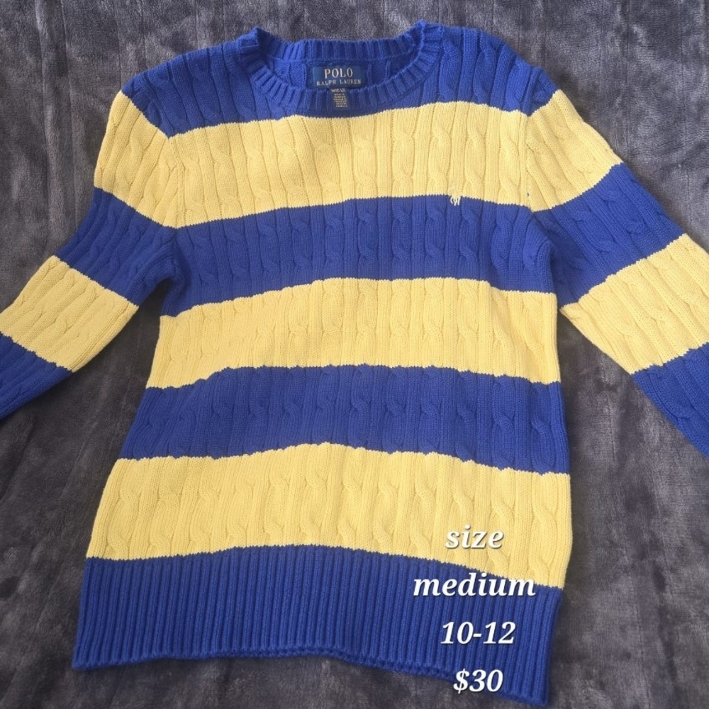 Polo by Ralph Lauren Kids Blue and Yellow Striped Sweater